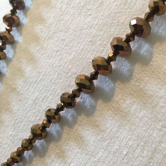 Handmade Tassel Necklace 33in Bronze Metallic Coated Glass Beads - Picture 9 of 12